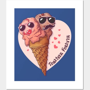 Together Forever Ice Cream Cones Couple Posters and Art